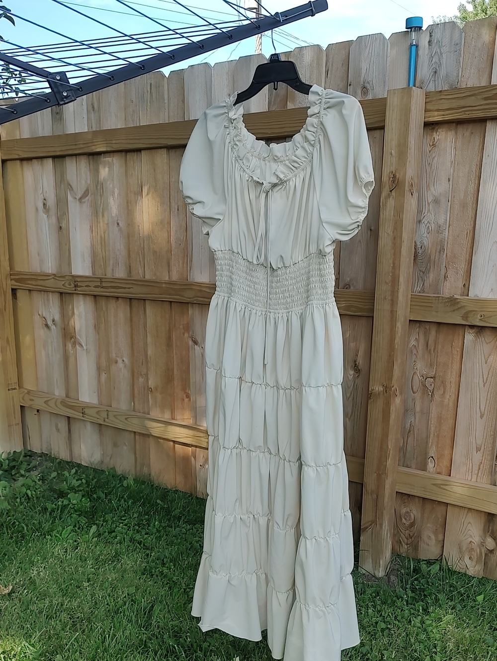 Women’s Cream Tiered Boho Maxi Dress